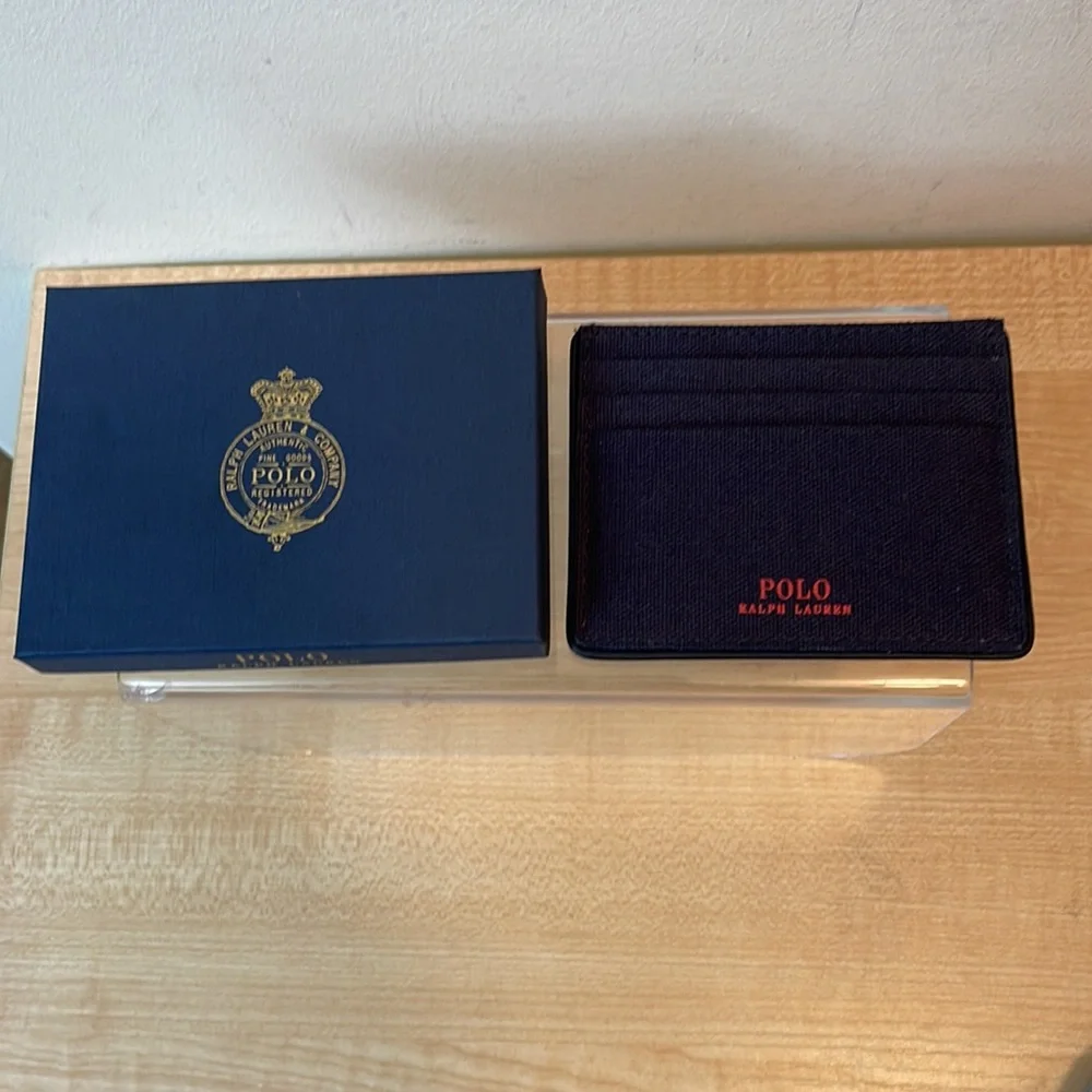 Polo Multicolor Canvas Card Holder w/ POLO Logo AND 3 Pack Grey Dress Liners